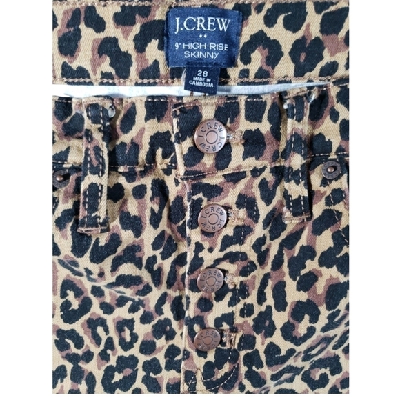 J. Crew Leopard 9" High Rise Skinny Button Fly Jean Size 28 - Picture 3 of 11